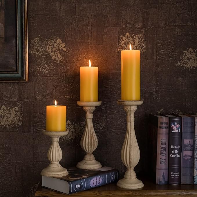 MOZEAL 3" x 8" Hand-Poured Unscented Large Candle,Smokeless Rustic Pillar Candle Set of 2,Slow Burn,No Drip,Approx 150 Hours Burning,Wedding,Dinner,Christmas and Home Decorative,Tall Yellow Candle