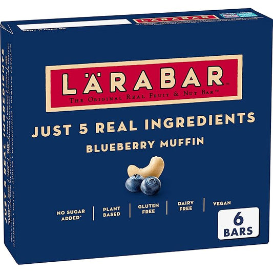 Larabar Blueberry Muffin Fruit and Nut Bars, Gluten Free and Vegan, 9.6 oz, 6 Ct