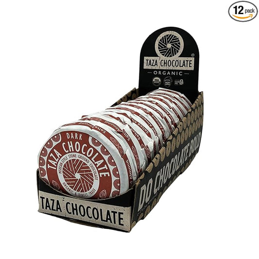 Taza Chocolate Organic Mexicano Disc 40% Dark Chocolate, Salted Almond, 2.7 Ounce (12 Count), Vegan
