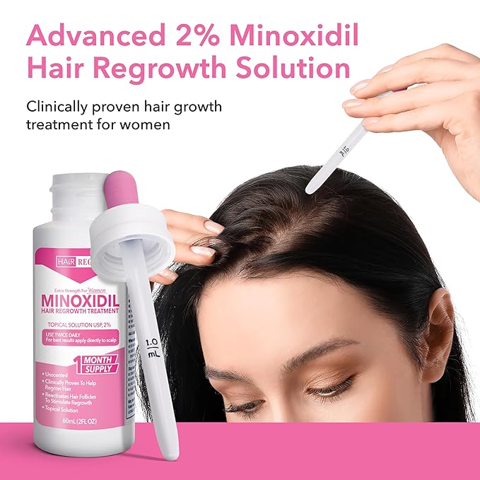 Hair-Regen Advanced 2% Minoxidil For Women, Hair Regrowth Treatment for Thinning Hair, Hair Loss for Women,6 Month Supply, Minoxidil Topical Solution for Thicker Fuller Hair