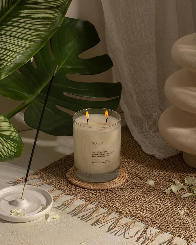 Brooklyn Candle Studio Bali Classic 2 Wick Candle - Luxury Scented Candle, Vegan Soy Wax, Hand Poured in The USA, 70 Hour Slow Burn Time - 13oz