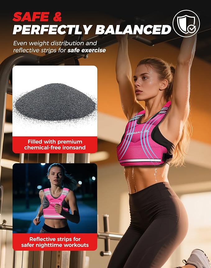 BAGAIL Adjustable Weighted Vest, 4-10lb/12-18lb/20-32lb Rucking Vest for Women & Men with 6 Weights & Large Pocket, Weight Vest for Home Workouts, Running, Walking and Strength Training