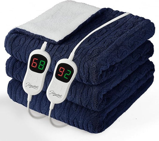 Homemate Electric Heated Blanket Queen - 84"x90" Heating Bed Blankets Throw with 10 Heating Levels 8 Hours Auto Off Fast Heating Over-Heated Protection Ultra Soft Warm Flannel ETL Certified