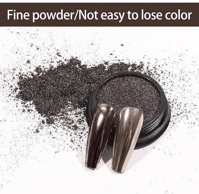 Artdone Chrome Nail Powder, Coffee Color Iridescent Aurora Powder Metallic Mirror Effect Pigment Pearlescent Mermaid Pigment Pearl Glitter Dust Kit, Nail Art Decoration, Resin Craft