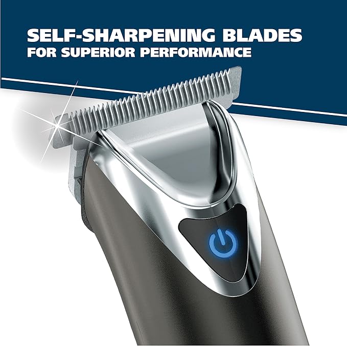WAHL USA Stainless Steel Lithium Ion 2.0+ Slate Beard Trimmer for Men - Electric Shaver, Nose Ear Trimmer, Rechargeable All in One Men's Grooming Kit - Model 9864