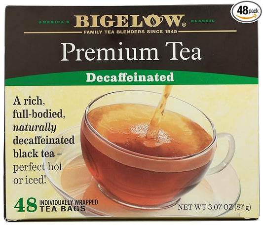 Bigelow 48 Count Premium Decaffeinated Blend Black Tea, Contains 48 Individually Wrapped Tea Bags, Decaf Tea