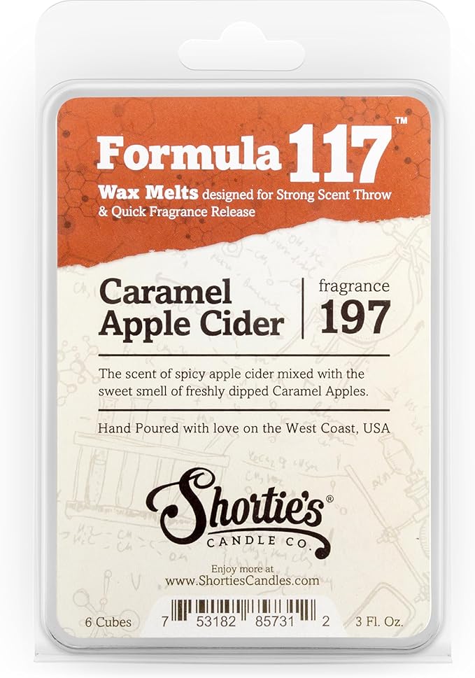 Shortie's Candle Company Apple Wax Melts Variety Pack - Apple Harvest, Caramel Apple, Apple Afternoon - Formula 117-3 Highly Scented 3 Oz. Bars - Made with Natural Oils - Apple Warmer Wax Cubes