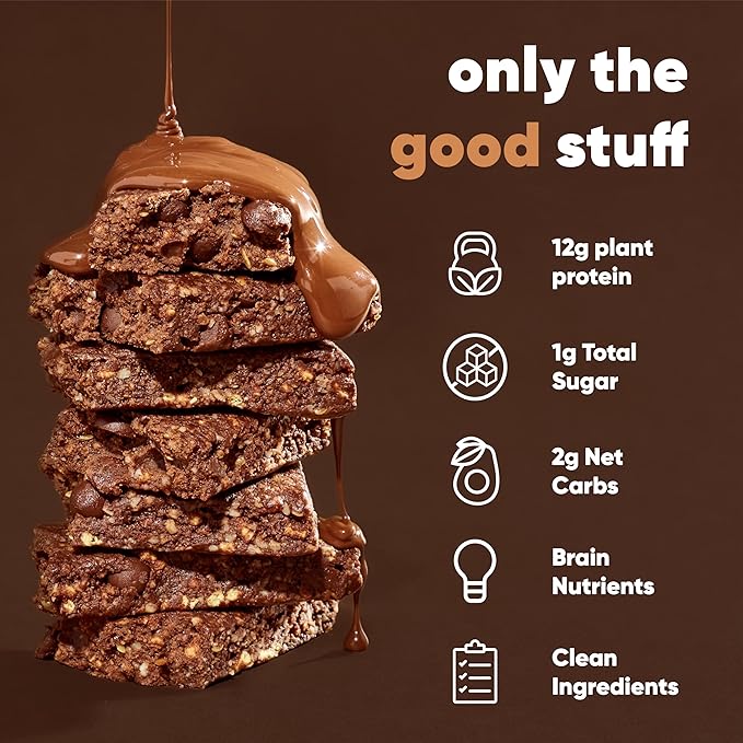 IQBAR Brain and Body Plant Protein Bars - Chocolate Sea Salt - 24-Count - Keto, Vegan, Low Carb, High Fiber, Gluten Free, Dairy Free, Low Sugar Snack with Nutrients for Focus, Energy, Meal Replacement
