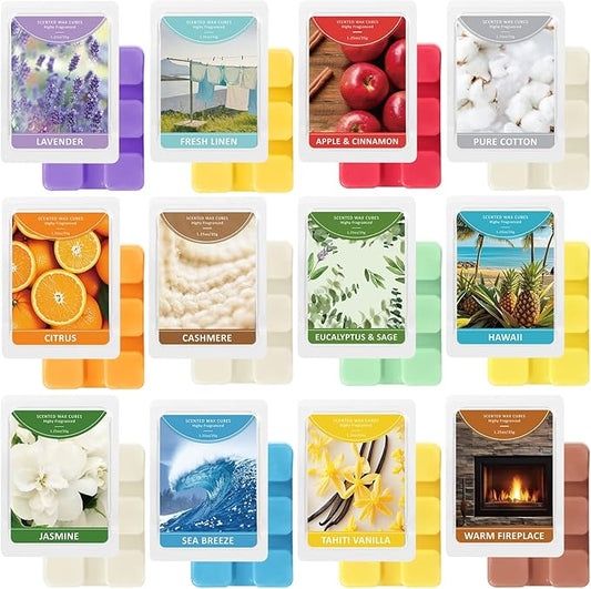 STRN Wax Melts Premium Plant Based Natural Soy Wax Cubes for Warmers, Long-Lasting Highly Scented Essential Fragrance Oil Soy Wax Melts Tarts - 12 Pack