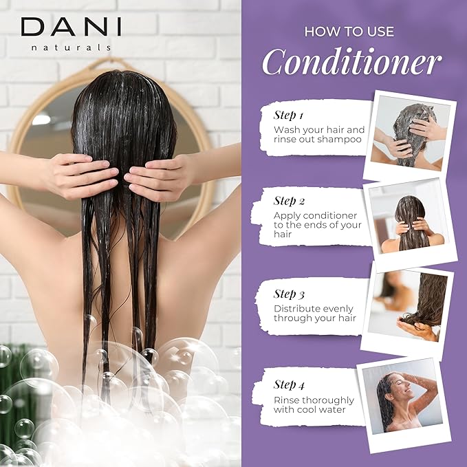DANI Naturals Conditioner – Lemongrass Lavender, Hydrating & Repairing, Soothes Scalp Redness & Dryness, Reduces Dandruff, Color-Safe & Vegan, 12 oz