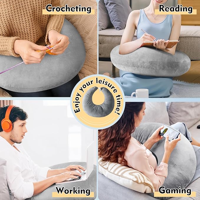 Gaming Pillow Arm Support Pillow for Bed & Sofa: Ergonomic U-Shaped Lap Pillow with Elbow Rest for Adults & Kids - Reduces Arm Pain & Fatigue During Gaming, Reading, Working & Crocheting