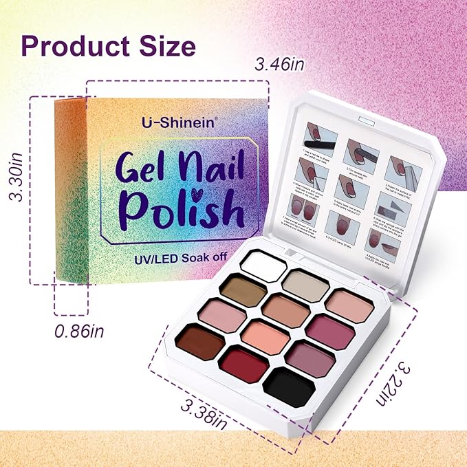 Gradient Painting Gel, 12 Colors Ombre Gel Nail Polish with 100Pcs Nail Sponges&Tweezers for Pigmented Pat Aura Nails, French Manicure, Long-lasting Kit Velvet Sonnet