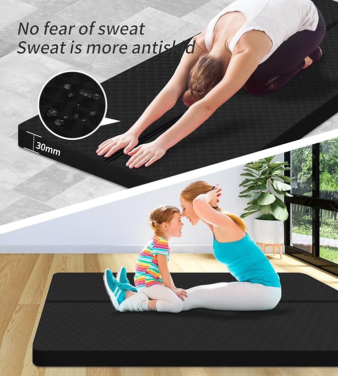 nuveti Large Exercise Mat - 15mm/20mm/30mm Thick Yoga Mat | Workout Mat for Fitness, Yoga, Pilates, Stretching & Floor Exercises for Women & Men with Free Carrying Bag