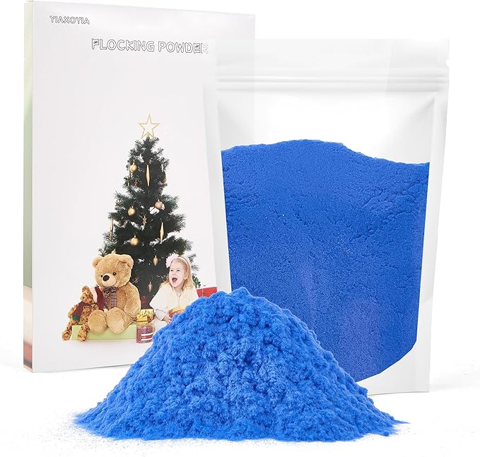 100g Flocking Powder, Velvet Fibers for Christmas Tree Crafts/Taba Squishy/Nails Art/Doll Decorations/DIY Scenery (Blue)