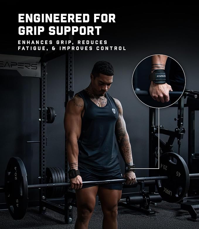 Gymreapers GripLink Lifting Straps – Heavy Duty D-Ring Weight Lifting Wrist Straps with Anti-Slip Silicone Grip Beads, Cushioned & Adjustable Support for Deadlifts, Powerlifting, Cable Machines & Gym Training