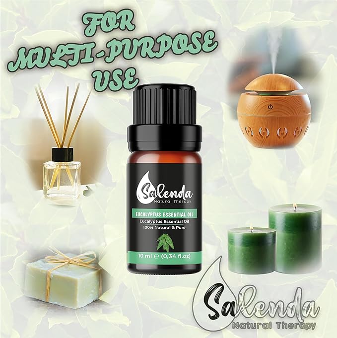 Eucalyptus Essential Oil by Salenda - 100% Pure Natural for Skin, for Diffuser, Humidifier, Aromatherapy-0.34 Fl Oz (10 ml)