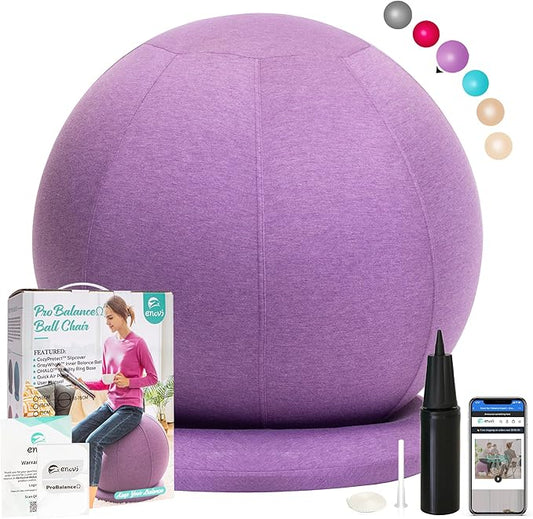 ProBalanceΩ Ball Chair, Yoga Ball Chair Exercise Ball Chair with Slipcover and Base for Home Office Desk, Birthing & Pregnancy, Stability Ball & Balance Ball Seat to Relieve Back Pain, Multiple color size