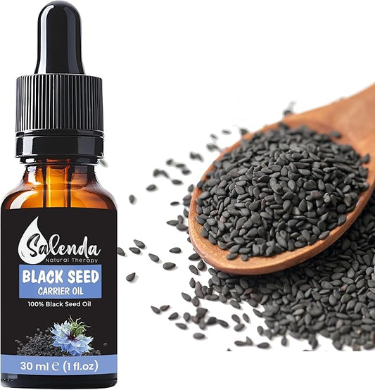 Black Seed Oil by Salenda - 100% Pure Natural Cold Pressed, High Thymoquinone, Supports Immune, Skin Conditions, Nigella Sativa Black Cumin Seed Oil - 1 Fl Oz (30 ml)