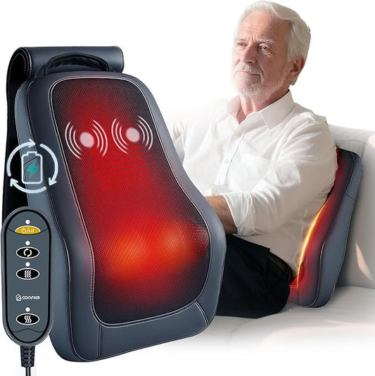 COMFIER Cordless Shiatsu Neck and Back Massager with Heat,Rechargeable Neck Massager for Pain Relief Deep Tissue,Lower Back Massager with Vibration,Massager Pillow for Home Recliner,Gift for Men Women
