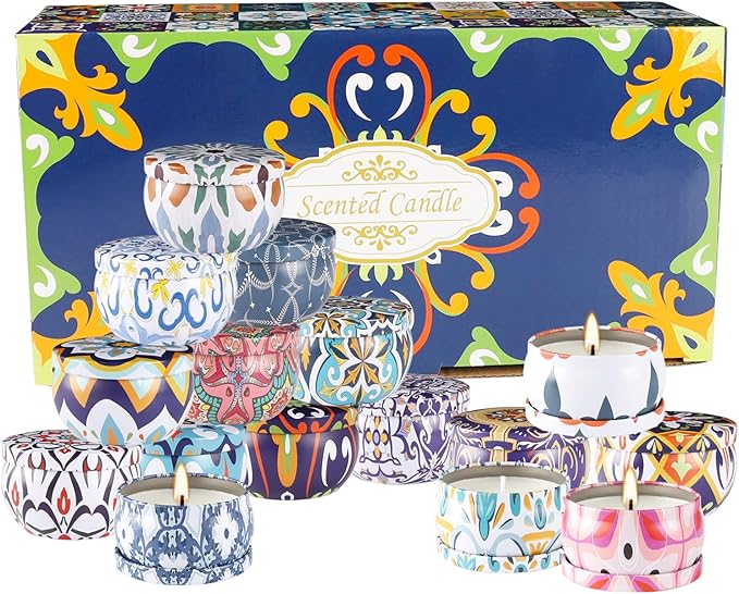 16 Pack Small Scented Candles Set-2.5 oz Aromatherapy Candle 100% Natural Soy Wax-Portable Travel Tin Candle for Woman Home Décor Birthdays Meditation