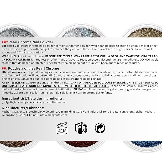 AIMEILI Pearl Chrome Nail Powder, Vegan, Cruelty Free, 4 Colors Aurora Metallic Holographic Mirror Effect Nail Art Pigment Iridescent Shell Glitter Nail Art