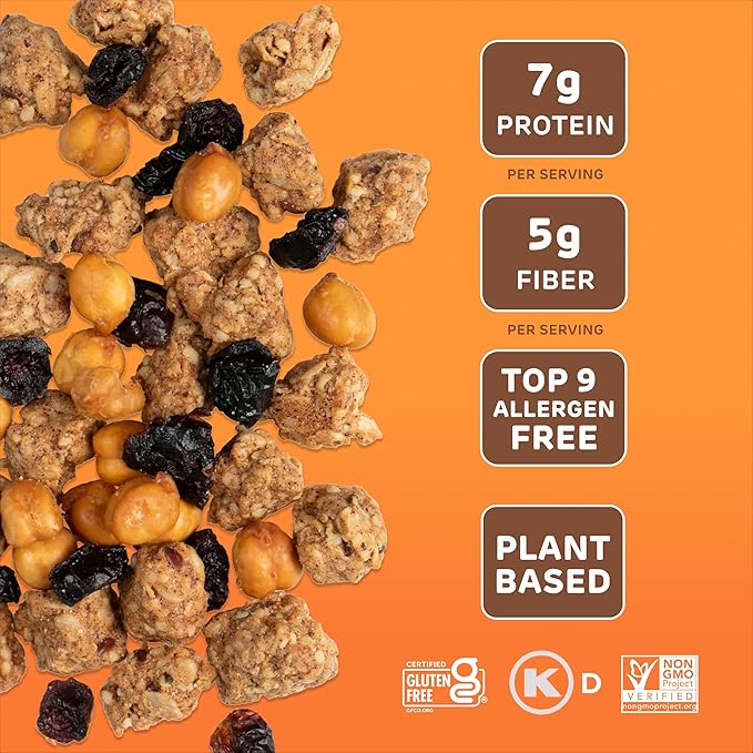 Absurd Snacks Chickpea & Granola Crunch Mix, Nut-Free, Gluten-Free, Plant-Based, Good Source of Protein & Fiber, Top-9 Allergen Free Snack Mix - 2-Pack (5 ounce, 3.5 servings) (Maple Cinnamon)