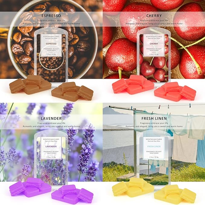 STRN Wax Melts Soy Wax Cubes 8 Pack Scented Wax Melts Warmer, Scented Wax Cubes for Warmers Soy Wax Cubes Candle Wax Melts (8x2.5oz)
