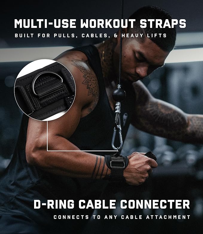 Gymreapers GripLink Lifting Straps – Heavy Duty D-Ring Weight Lifting Wrist Straps with Anti-Slip Silicone Grip Beads, Cushioned & Adjustable Support for Deadlifts, Powerlifting, Cable Machines & Gym Training