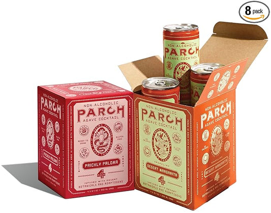 PARCH Desert Margarita + Prickly Paloma Variety Pack, Ready to Drink Non Alcoholic Agave Cocktail Infused with Desert Botanicals & Adaptogens, Plant Based, Gluten Free & Vegan (8.4 oz x 8 pack)