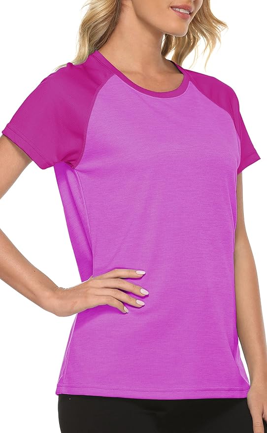 MoFiz Women's Short Sleeve UPF 50+ Sun Protection Sports T-Shirt Quick Dry Running Workout Athletic Tee Top