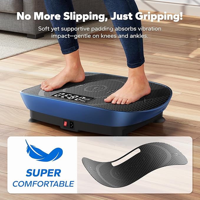 MERACH Vibration Plate Exercise Machine, Slim Vibration Plate for Lymphatic Drainage Weight Loss, Vibrating Plate with Real-Time Calorie Tracking on LED Display, Workout Equipment for Home Women Men