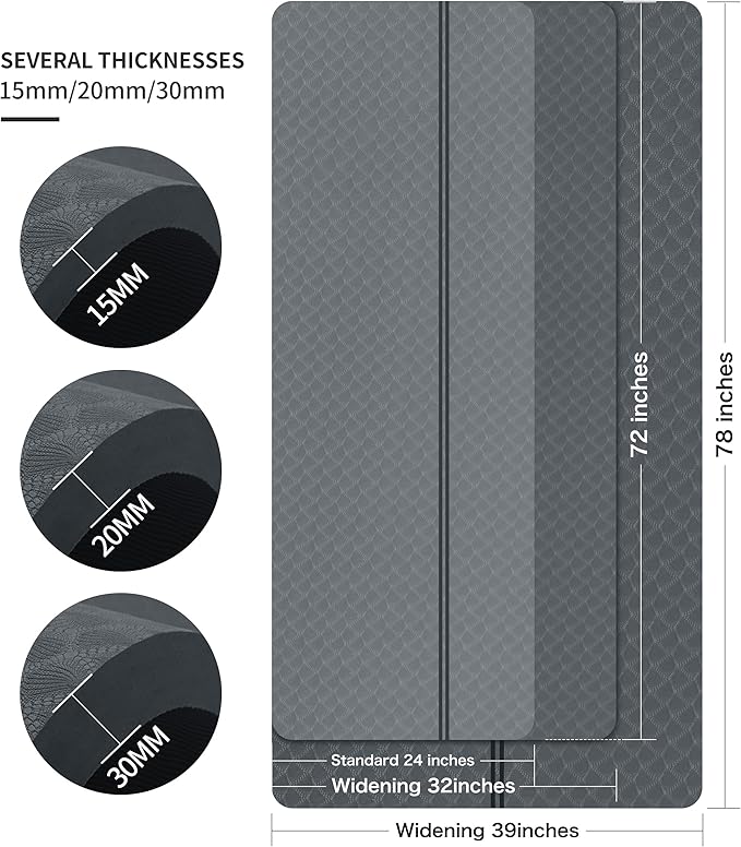 nuveti Large Exercise Mat - 15mm/20mm/30mm Thick Yoga Mat | Workout Mat for Fitness, Yoga, Pilates, Stretching & Floor Exercises for Women & Men with Free Carrying Bag