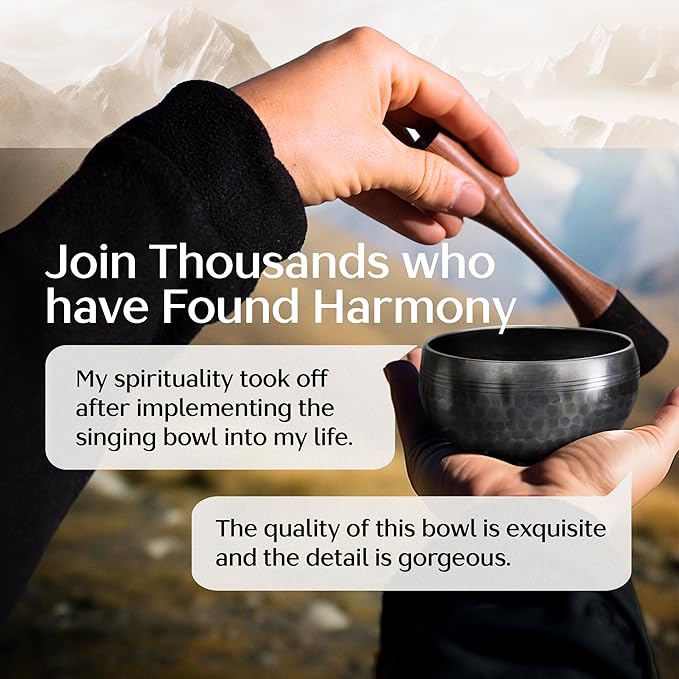Tibetan Singing Bowl Set with Case – Authentic Plain Design – Meditation Bowl & Sound Bowl with Cushion, Mallet & Guide – Sound Healing Bowls – Nepali Singing Bowls – Yoga Therapy Set