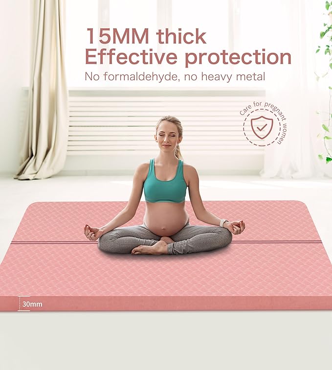 nuveti Large Exercise Mat - 15mm/20mm/30mm Thick Yoga Mat | Workout Mat for Fitness, Yoga, Pilates, Stretching & Floor Exercises for Women & Men with Free Carrying Bag