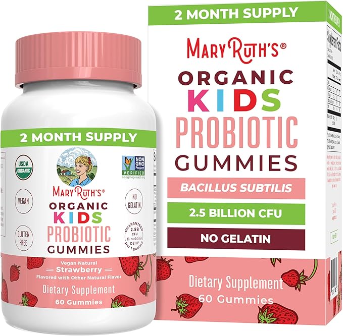 MaryRuth Organics Kids Probiotics for Digestive Health | USDA Probiotic Gummies | 2 Month Supply | Kids Probiotics | Immune Support | Gut Health Supplement | Vegan | Non-GMO | Gluten Free | 60 Count