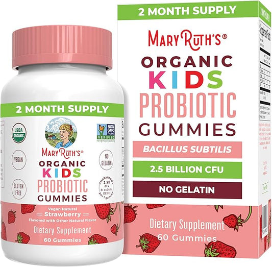 MaryRuth Organics Kids Probiotics for Digestive Health | USDA Probiotic Gummies | 2 Month Supply | Kids Probiotics | Immune Support | Gut Health Supplement | Vegan | Non-GMO | Gluten Free | 60 Count