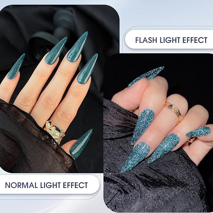 ROSALIND Reflective Glitter Gel Polish - 12 Colors Glitter Gel Nail Polish Set Sparkle Shiny Effect Soak Off UV Set Silver Sparkling Nail Art Collection Manicure Gift for Women