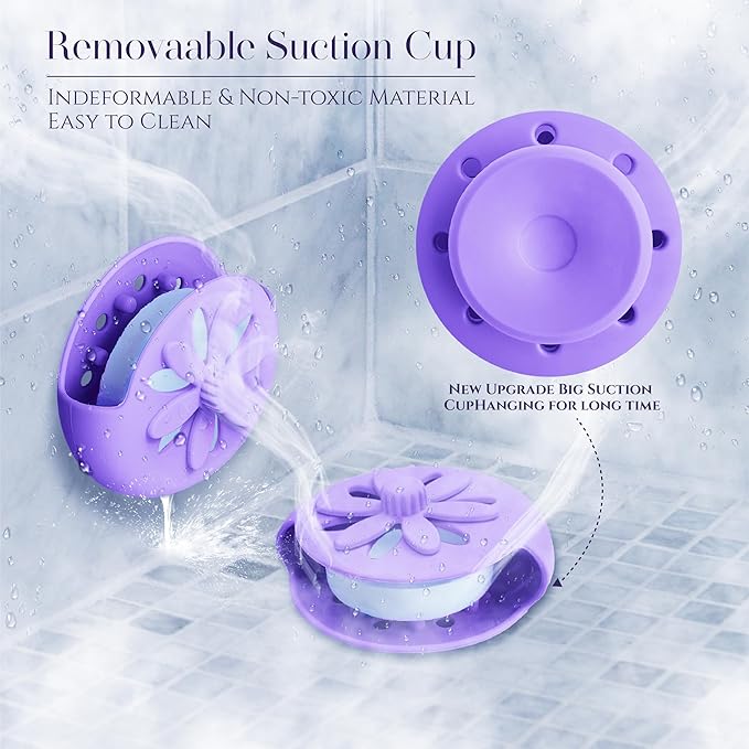 Purple Shower Steamers Tray, Big Suction Cup Shower Steamer Tablet Holder Dish for Long Lasting Use, Flake Bath Bombs Container, Adornment Household Supply Car Decoration Yoga Decor