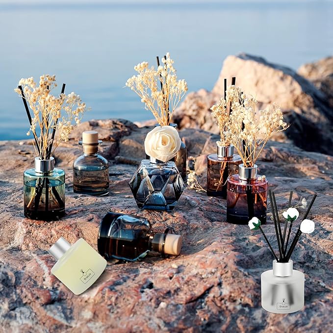 Brakula 2 Pack Reed Diffuser Set, Bamboo White Tea Scented, Home Fragrance with 14 Sticks Bathroom Decor, Reed diffusers for Home 6.76 fl oz (Bamboo White Tea)