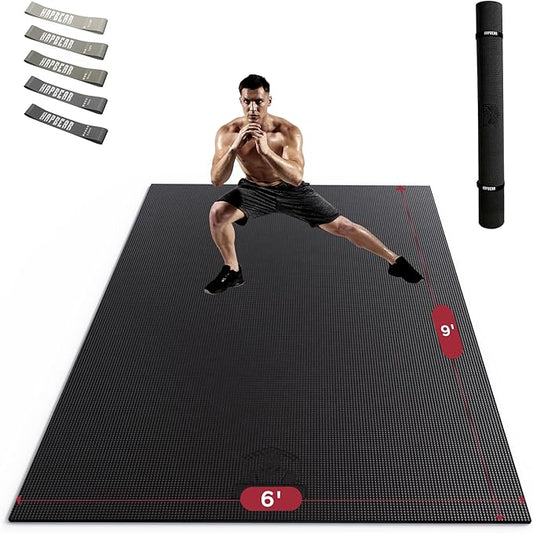 HAPBEAR Extra Large Exercise Mat-7'x5'/6'x8'/6'x9'/6'x10'/6'x12'x8mm(1/3 inch),Non-Slip, Ultra Durable, Thick Workout Mats for Home Gym Flooring Cardio, Yoga Mats for Fitness, High-Density Exercise Mat, Shoes-Friendly
