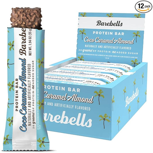 Barebells Protein Bars Coconut Caramel Almond - 12 Count, 20g High Protein Treats - Chocolate Nutrition Bar with 1g Total Sugars - On-The-Go Breakfast or Post-Workout Snack