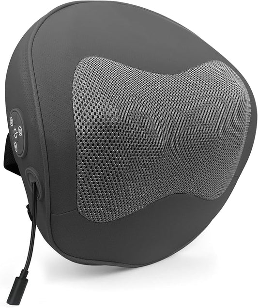 Shiatsu Neck and Back Massager with Heat – 4D Deep Tissue Kneading, Red Light Therapy, Pain Relief and Relaxation for Home or Office Use, Gift for Men & Women-Off-White