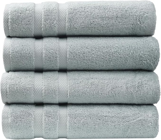 SOFE H&L | Olea Luxury Cotton Turkish Bath Towels Set of 4 Light Blue | Premium, Soft, Durable, Absorbent | Hotel Quality Plush Towels and Thick Towel Sets