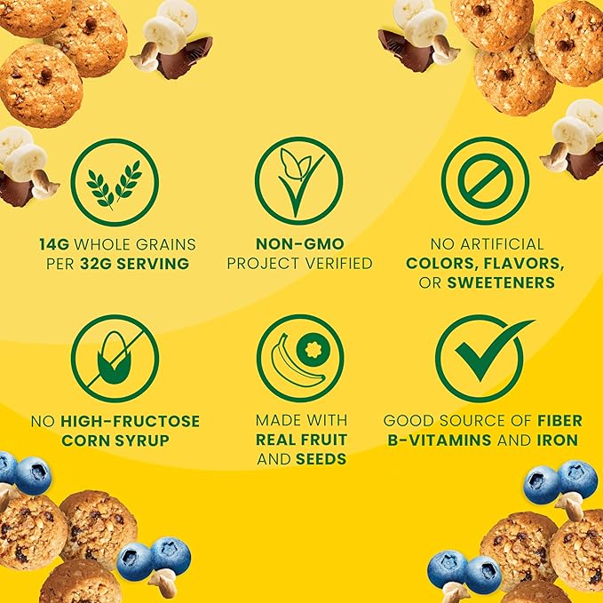 belVita Energy Snack Bites Variety Pack, Banana Dark Chocolate & Sunflower Seed, Blueberry & Sunflower Seed, 15 Snack Packs