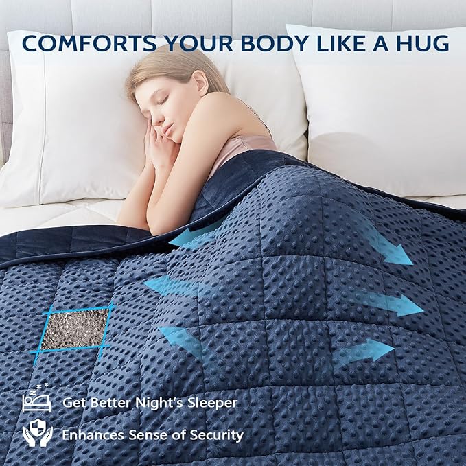 L'AGRATY Weighted Blanket for Adult - 60"x80" 20lbs Minky Dots Heavy Blanket with Glass Beads Soft Breathable for All-Season Summer Fall Winter Thick Comfort for Sleeping