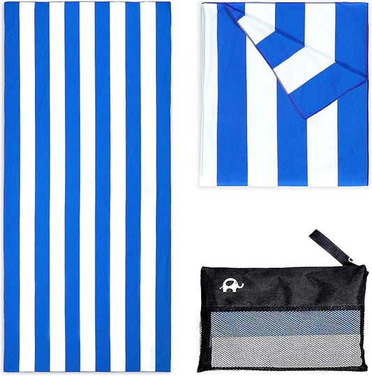 Elite Trend Quick Dry Towel Large 63x31 Inch - Microfiber Beach Towel - Perfect for Beach, Travel, Swimming, Pool, Yoga, Hiking, Camping - Lightweight, Fast Drying, Compact for Adults (Cabana Blue)