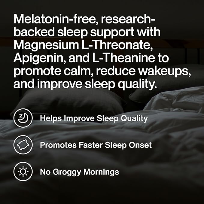 Momentous Sleep Pack - Magnesium Glycinate, Magnesium L-Threonate, and Apigenin - NSF Certified for Sport - 30 Servings