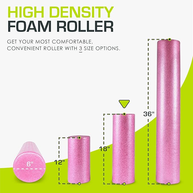 ProsourceFit High Density Foam Rollers 12 - inches Long, Firm Full Body Athletic Massage Tool for Back Stretching, Yoga, Pilates, Post Workout Muscle Recuperation