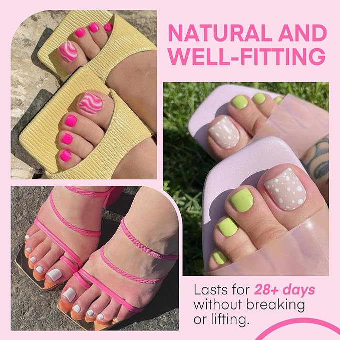 UNA GELLA Square Toe Nail Tips Big Long 312Pcs 15Sizes, Full Cover Soft Gel Toe Nail Tip Pre-Etched Fake Acrylic Toe Nail Press Ons for Big Toe Nail Extensions Pedicure Home DIY Nail Salon Soak Off