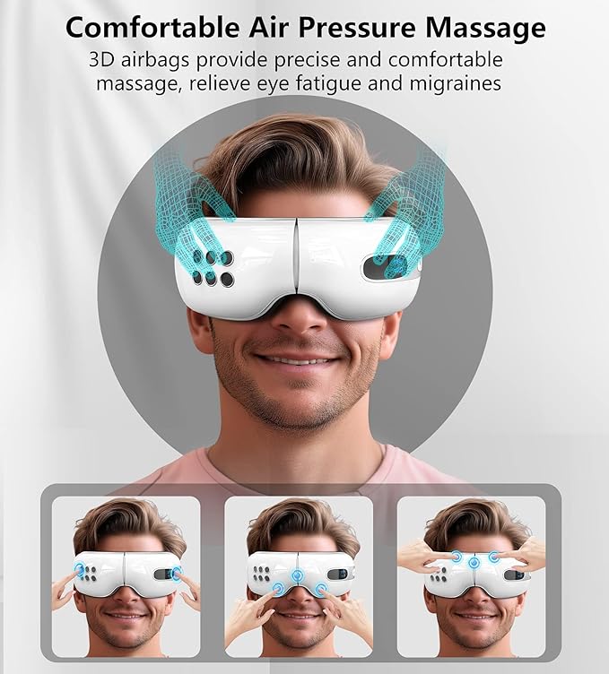 Eye Massager with Heat and Cooling for Migraines Dry Eyes Heated Eye Massager for Sleeping Travel Gifts for Women and Men